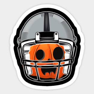 Pumpkin Wearing Football Helmet Halloween Costume Sticker